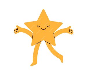 cute-happy-star-walking-funny-smiling-character-with-joyful-amusing-emotion-face-expression-rejoicing-bliss-joy-happiness-childish-flat-vector-illustration-isolated-white-background_198278-22114